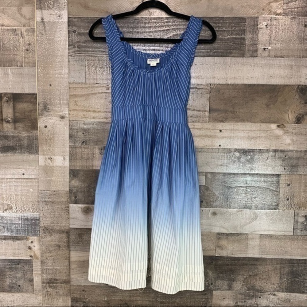 NWT One Star Blue Stripe Bleach Dipped Ombré Dress Size Medium